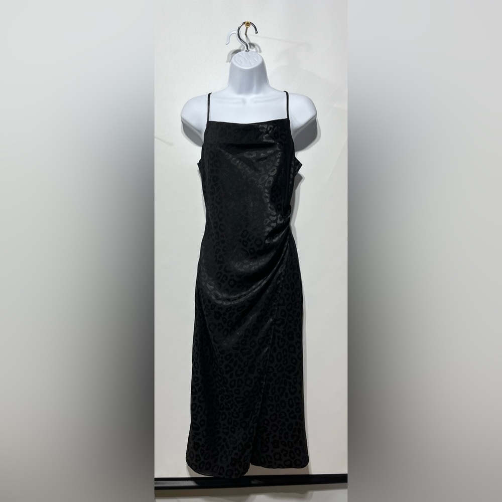 fab'rik‎ Eliana Leopard Jacquard Black Slip Dress Size Small New with tags